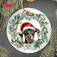 Load image into Gallery viewer, Personalized German Pinscher Ornament, Custom Dog Christmas Ornament, Customized Pet Name Ornament, Pet Memorial, Custom Dog Keepsake
