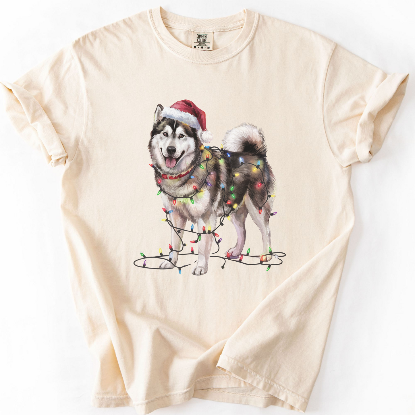 Alaskan Malamute Christmas Lights Dog Shirt