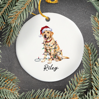 Load image into Gallery viewer, Yellow Labrador Retriever Ornament, Personalized Dog Christmas Keepsake

