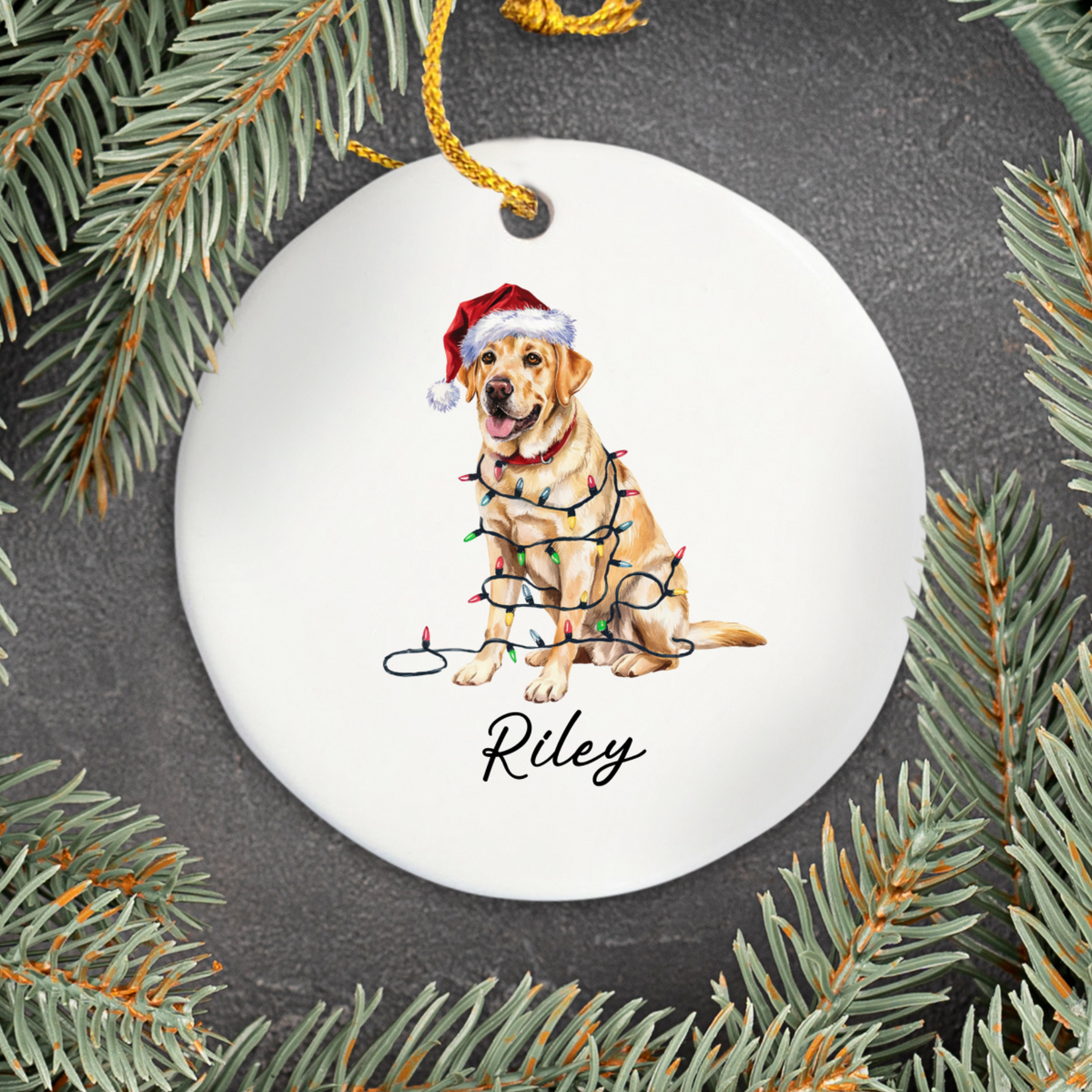 Yellow Labrador Retriever Ornament, Personalized Dog Christmas Keepsake