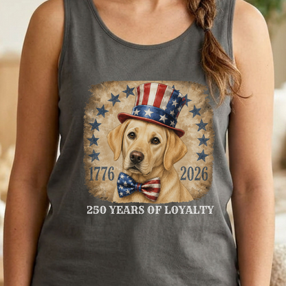 Yellow Lab Patriotic Tank Top, 250 Years of Loyalty