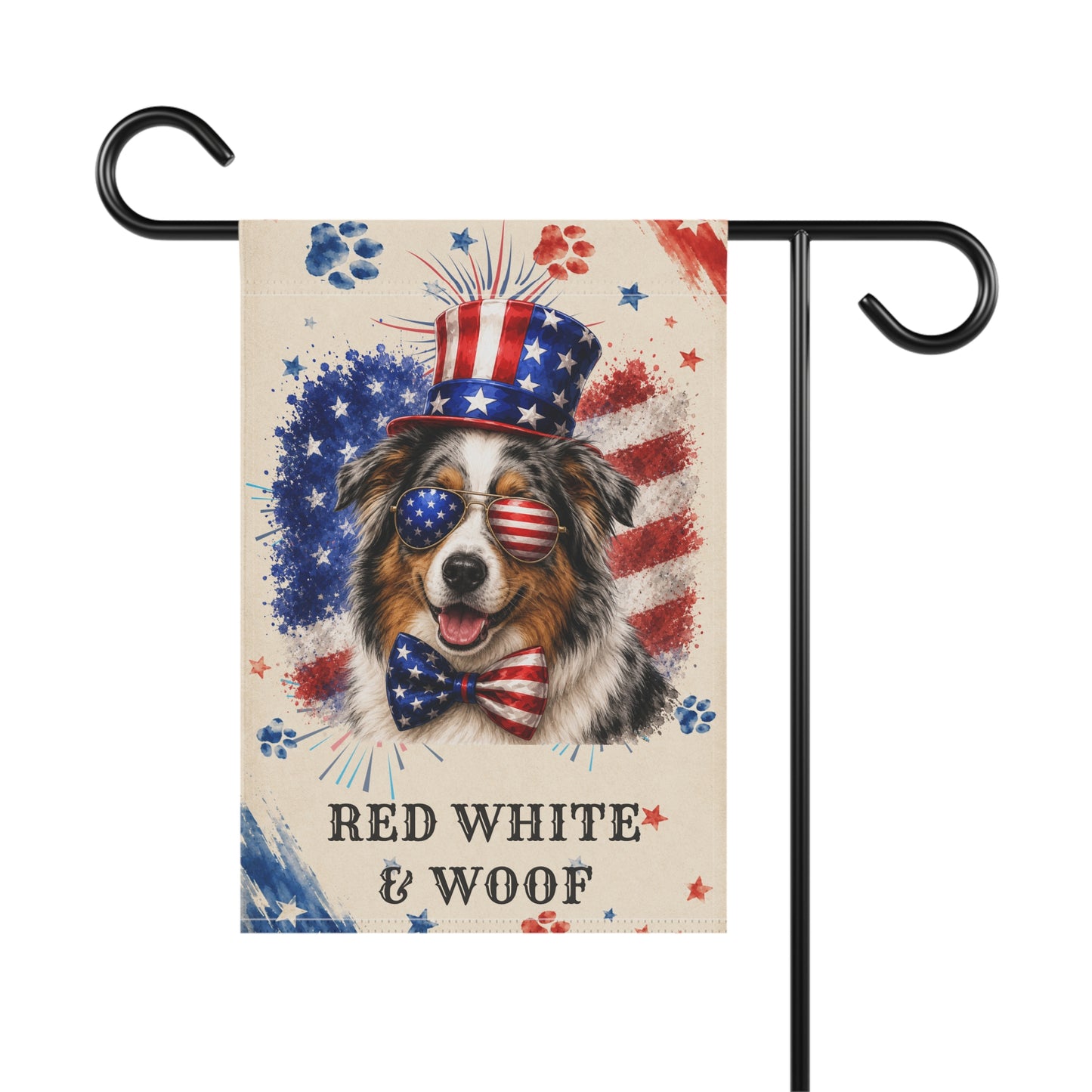 Patriotic Australian Shepherd Garden Flag