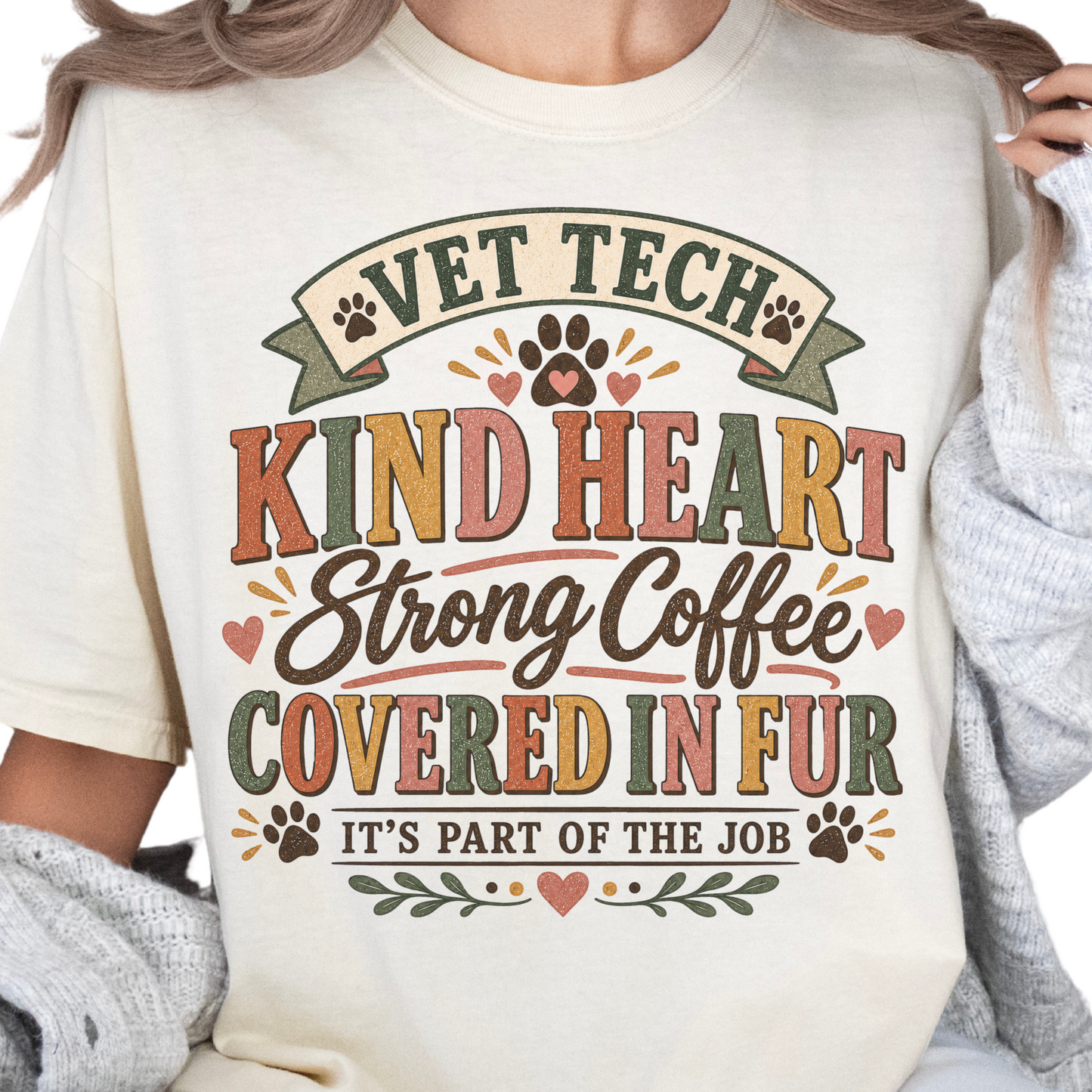 Kind Heart Strong Coffee Vet Tech Shirt