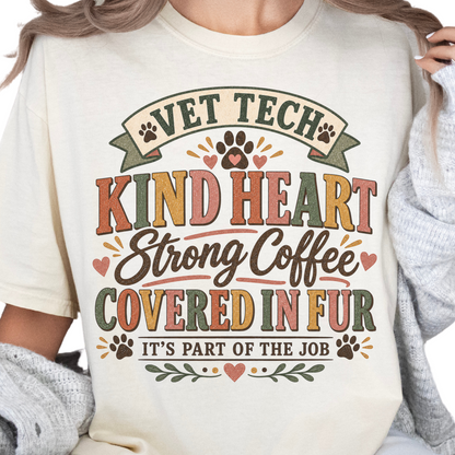 Kind Heart Strong Coffee Vet Tech Shirt