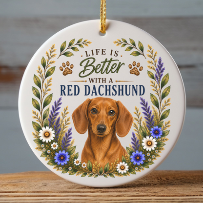 Red Dachshund Ornament, Doxie Lover Gift, Dachshund Mom Gift, Wiener Dog Keepsake