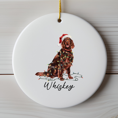 Personalized Irish Setter Christmas Ornament, Dog Lover Holiday Keepsake, Ceramic Tree Decor