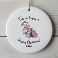 Load image into Gallery viewer, Christmas Maltese Ornament, Christmas Lights Dog Keepsake
