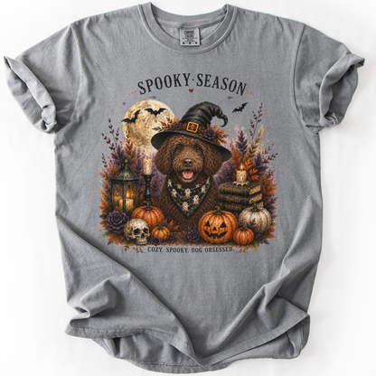 Brown Portuguese Water Dog Spooky Season Dog Mom Halloween Shirt