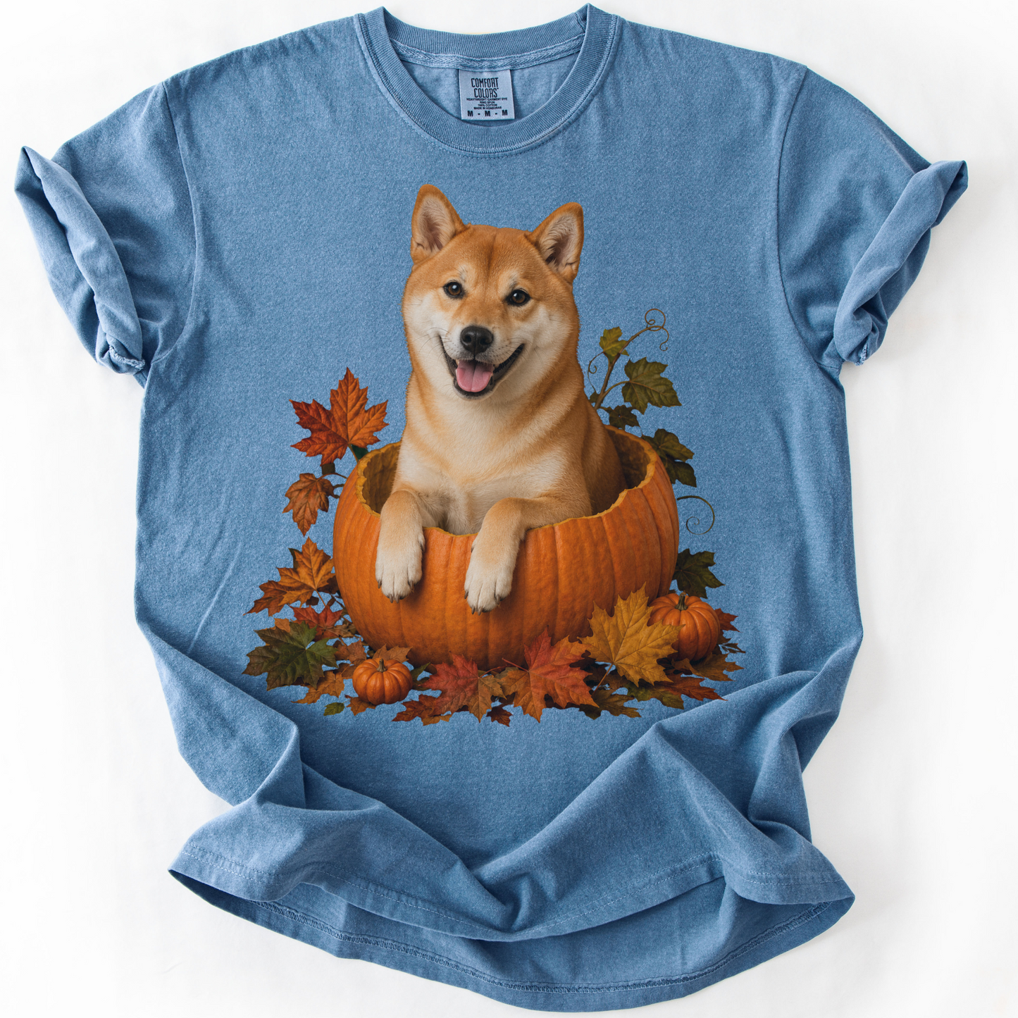 Red Shiba Inu Pumpkin Shirt, Cute Fall Dog Lover T-Shirt for Autumn Vibes