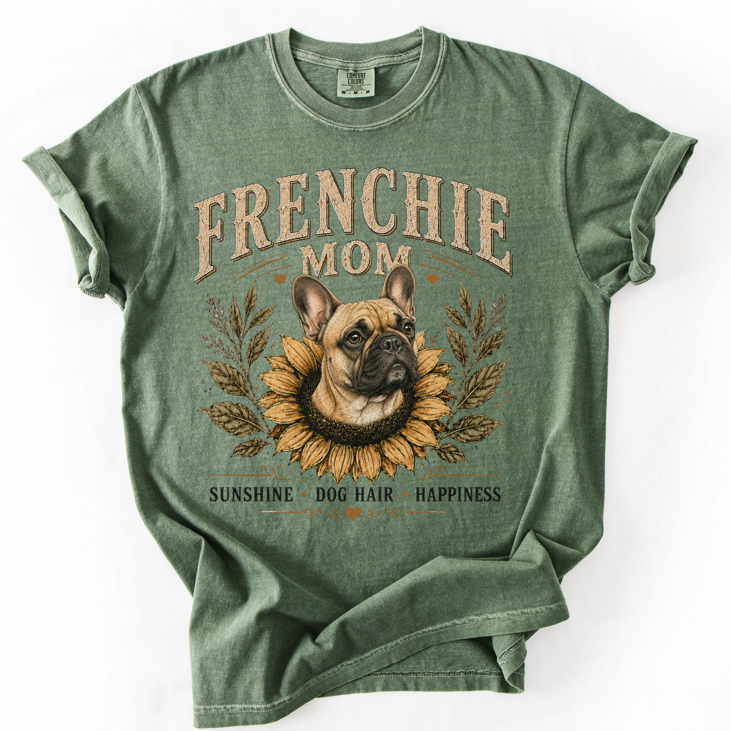 French Bulldog Mom Shirt, Frenchie Sunflower Tee, Vintage French Bulldog Lover Gift