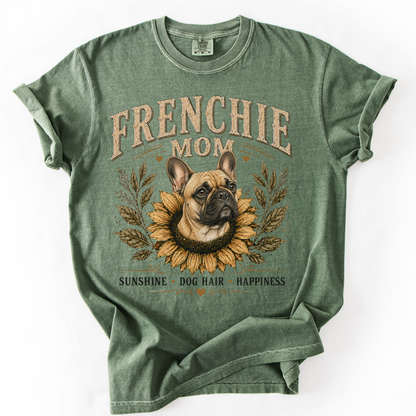 French Bulldog Mom Shirt, Frenchie Sunflower Tee, Vintage French Bulldog Lover Gift