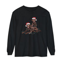 Load image into Gallery viewer, Christmas Chocolate Labrador Long Sleeved Shirt, Christmas Lights Dog Tee, Christmas Dog, Lab Mom Tee, Gift for Dog Lover, Chocolate Lab
