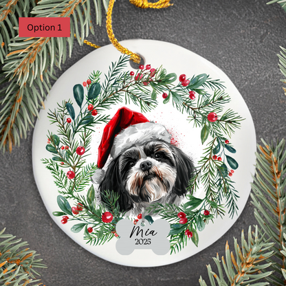 Personalized Shih Tzu Ornament, Custom Dog Christmas Keepsake, Customized Pet Name Ornament, Pet Memorial Ornament, Custom Dog Keepsake