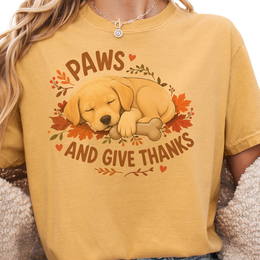 Yellow Lab Thanksgiving Paws Give Thanks Shirt