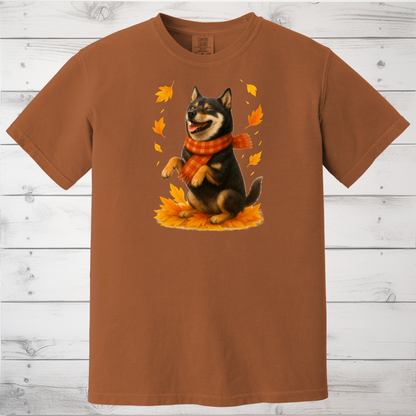 Shiba Inu Autumn Shirt, Cozy Dog Sweatshirt, Fall Shiba Lover Gift, Cute Pet Apparel, Autumn Leaves T-shirt, Dog Lover Clothing