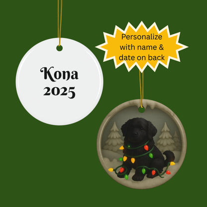 Personalized Black Newfoundland Christmas 3D Clay-Style Dog Keepsake