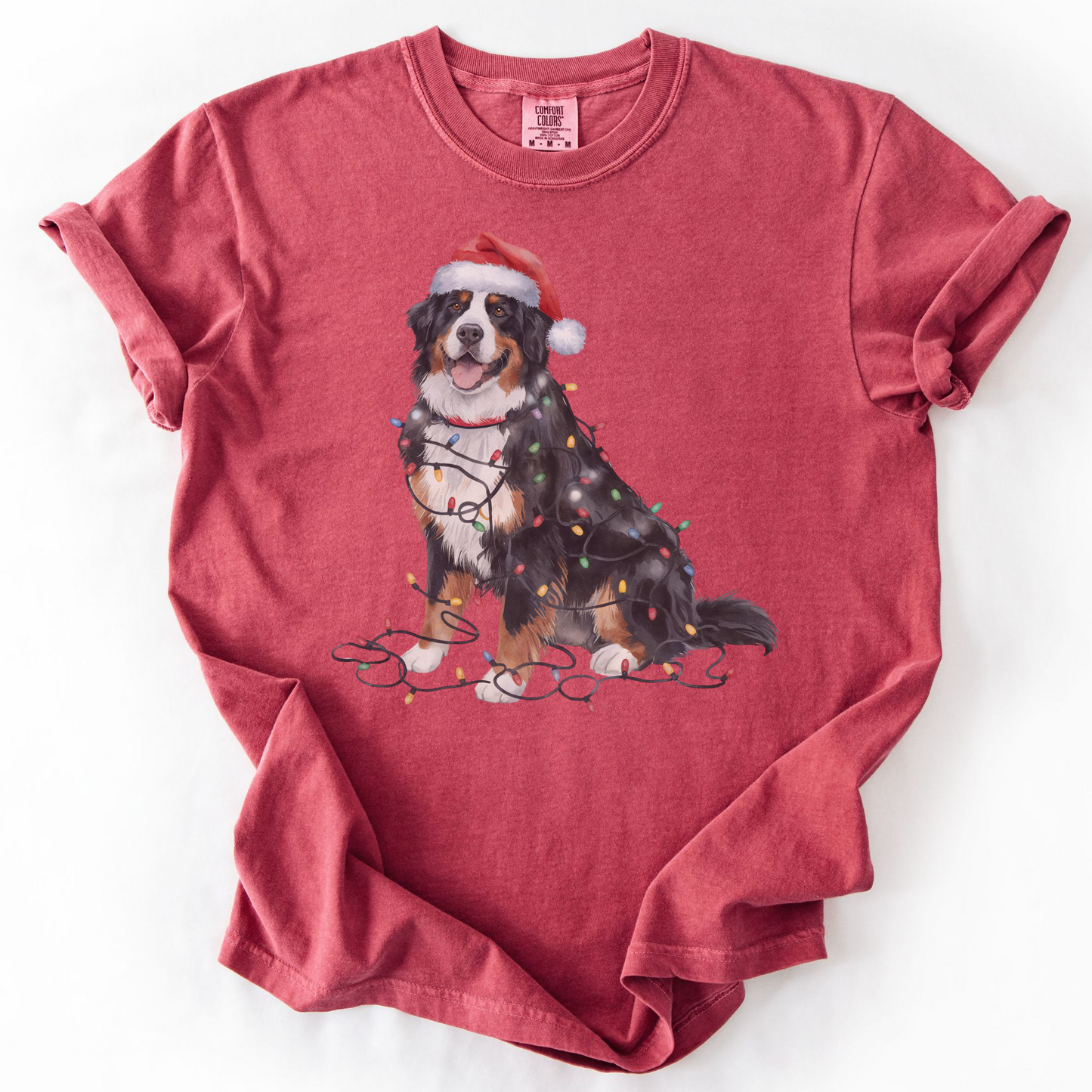 Bernese Mountain Dog Christmas Lights Shirt, Cozy Holiday Tee for Berner Lovers