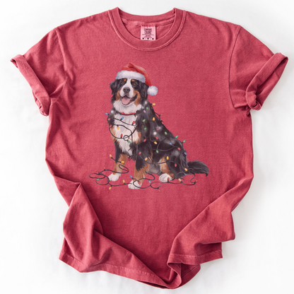 Bernese Mountain Dog Christmas Lights Shirt, Cozy Holiday Tee for Berner Lovers