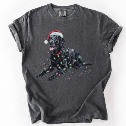 Christmas Black Labrador Shirt, Christmas Lights Dog Tee, Christmas Dog Tee, Lab Mom Tshirt, Gift for Dog Lover, Black Lab