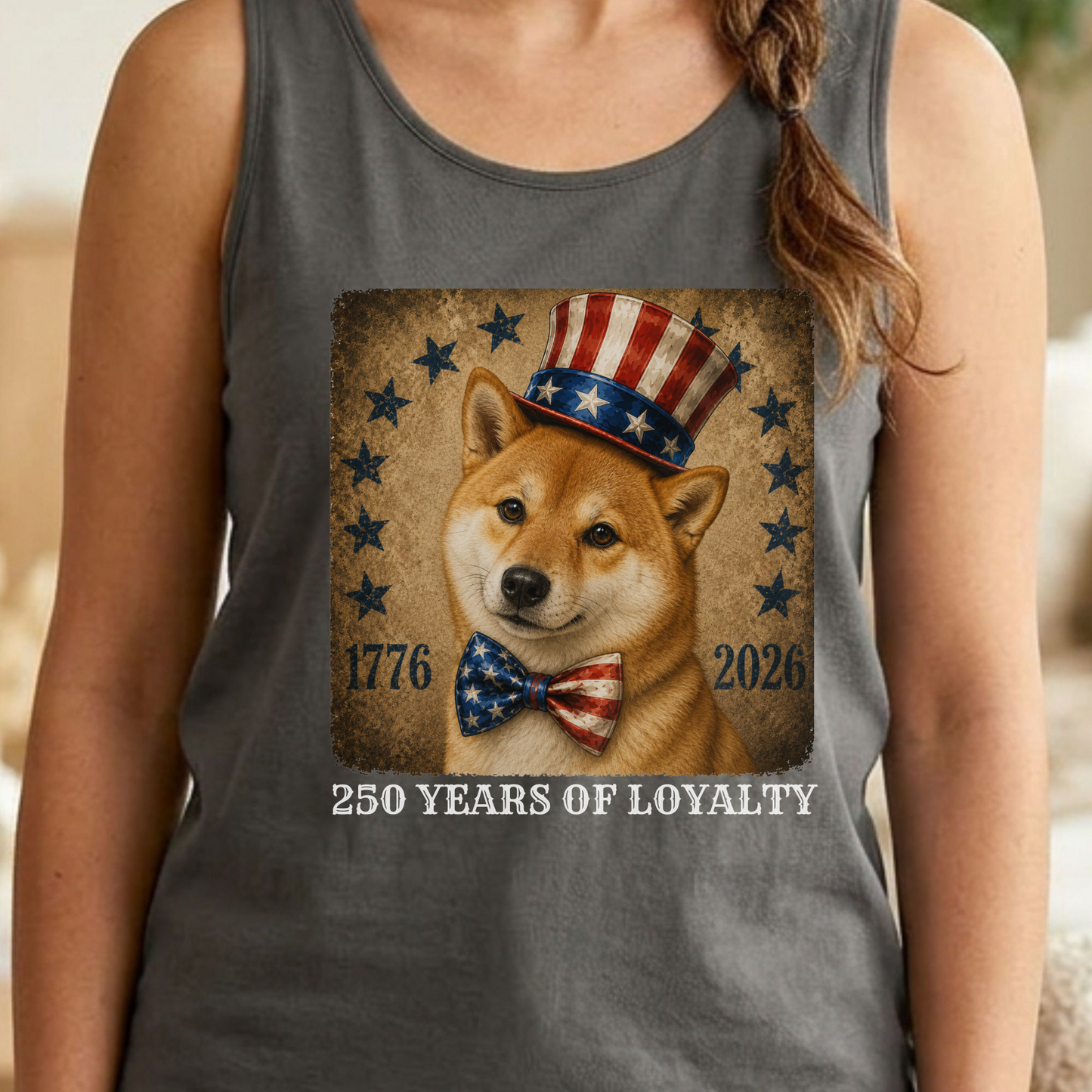 Red Shiba Inu Patriotic Tank Top, 250 Years Loyalty