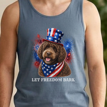 Brown Portuguese Water Dog Tank Top, Let Freedom Bark