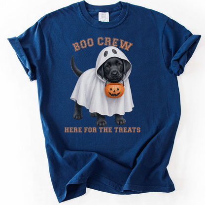 Black Lab Boo Crew Halloween Shirt, Here for the Treats Dog Mom Tee