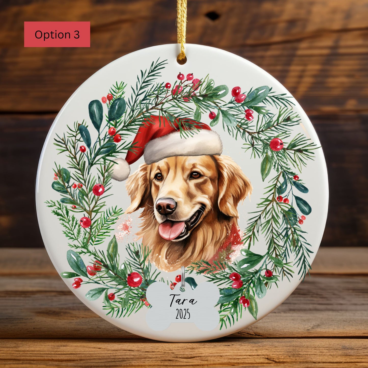 Personalized Golden Retriever Christmas Ornament