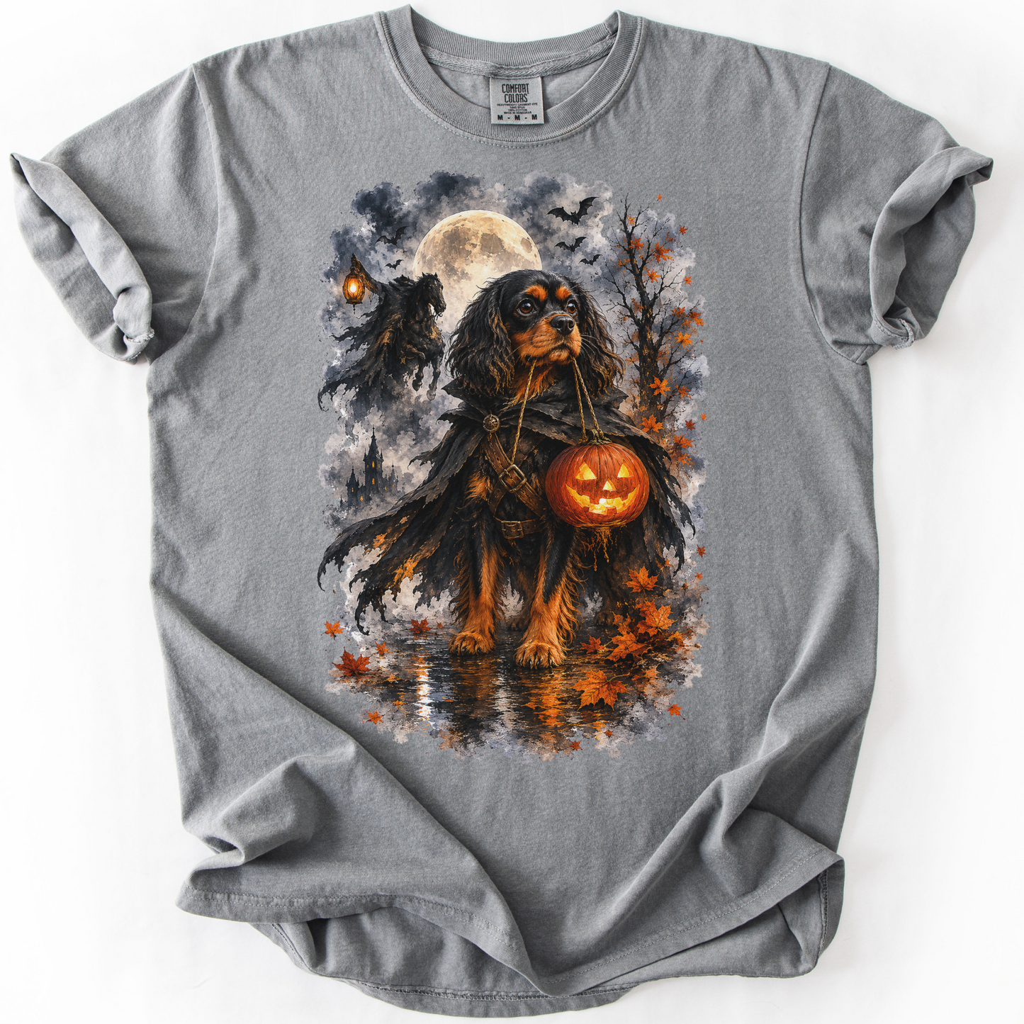 Black & Tan Cavalier Headless Horseman Inspired Halloween Comfort Colors Shirt