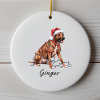 Load image into Gallery viewer, Rhodesian Ridgeback Ornament, Custom Dog Lover Holiday Gift
