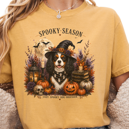 Tricolor Cavalier Spooky Season Dog Mom Halloween Shirt