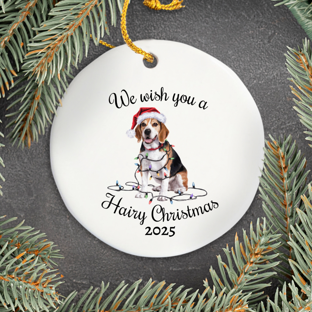 Christmas Beagle Ornament, Beagle Mom, Christmas Lights Dog Keepsake