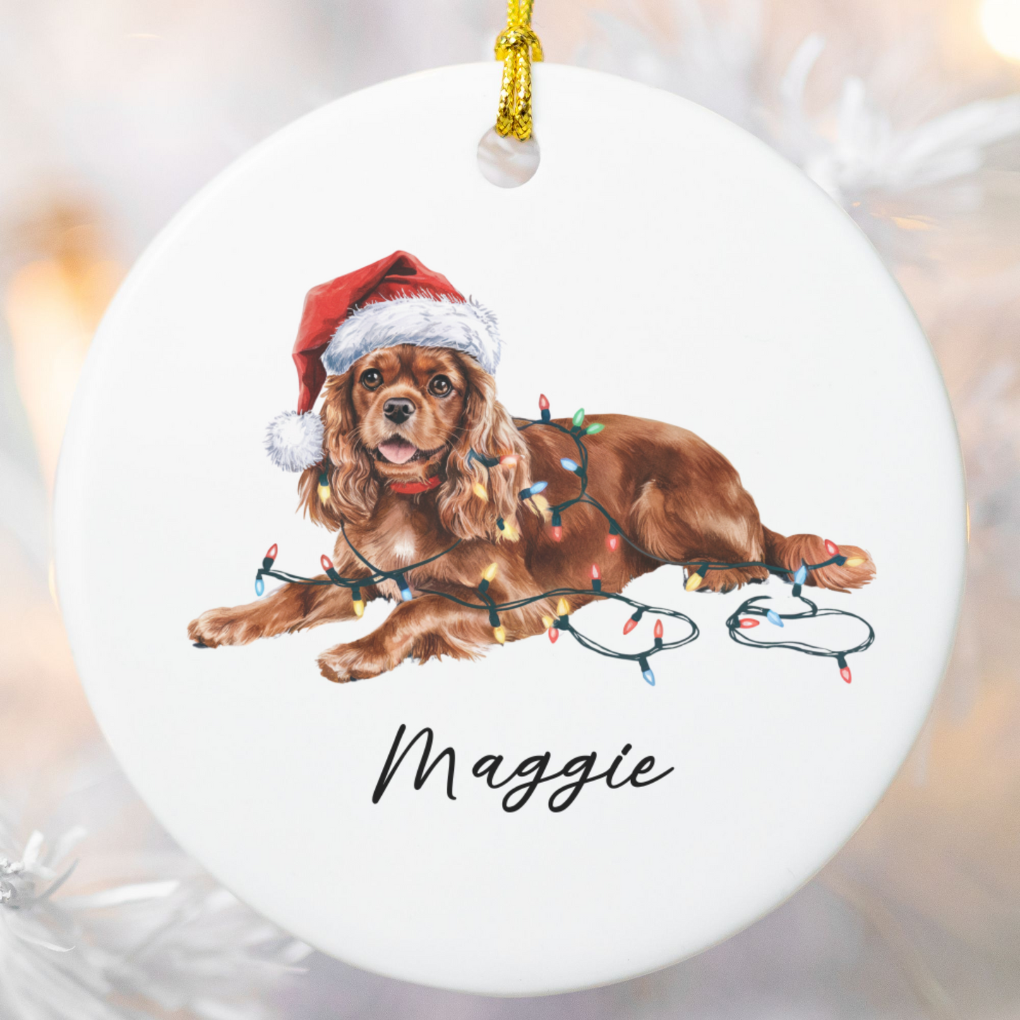 Ruby Cavalier King Charles Spaniel Ornament, Personalized Dog Christmas Decoration, Pet Lover Gift, Custom Holiday Decor