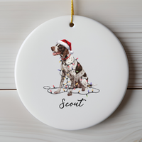 Load image into Gallery viewer, English Pointer Ornament, Personalized Pet Name Keepsake, Custom Dog Decoration, Ceramic Festive Gift, Christmas Tree Ornament
