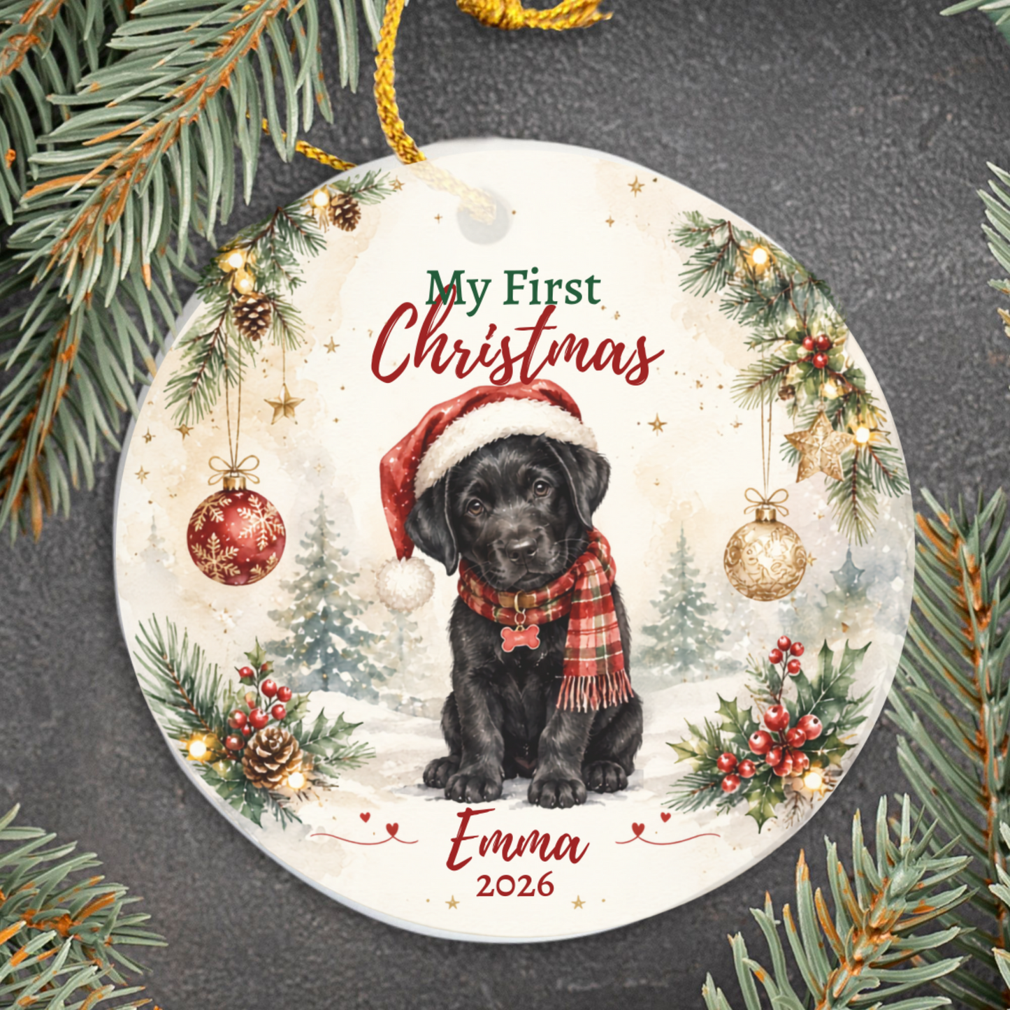 Personalized Puppy First Christmas Ornament, Custom Dog Keepsake Gift