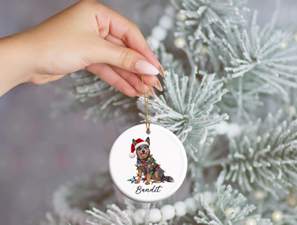 Australian Cattle Dog Personalized Christmas Ornament, Blue Heeler Ceramic Keepsake, Custom Dog Name Gift