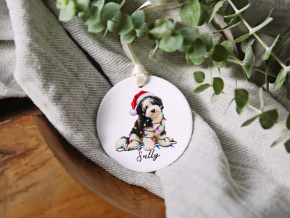 Sheepadoodle Personalized Christmas Ornament, Custom Dog Name Ceramic Keepsake, Sheepadoodle Lover Gift