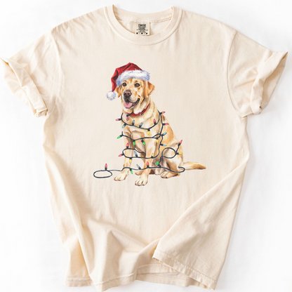 Christmas Yellow Labrador Shirt, Christmas Lights Dog Tee, Christmas Dog Tee, Lab Mom Tshirt, Gift for Dog Lover, Yellow Lab