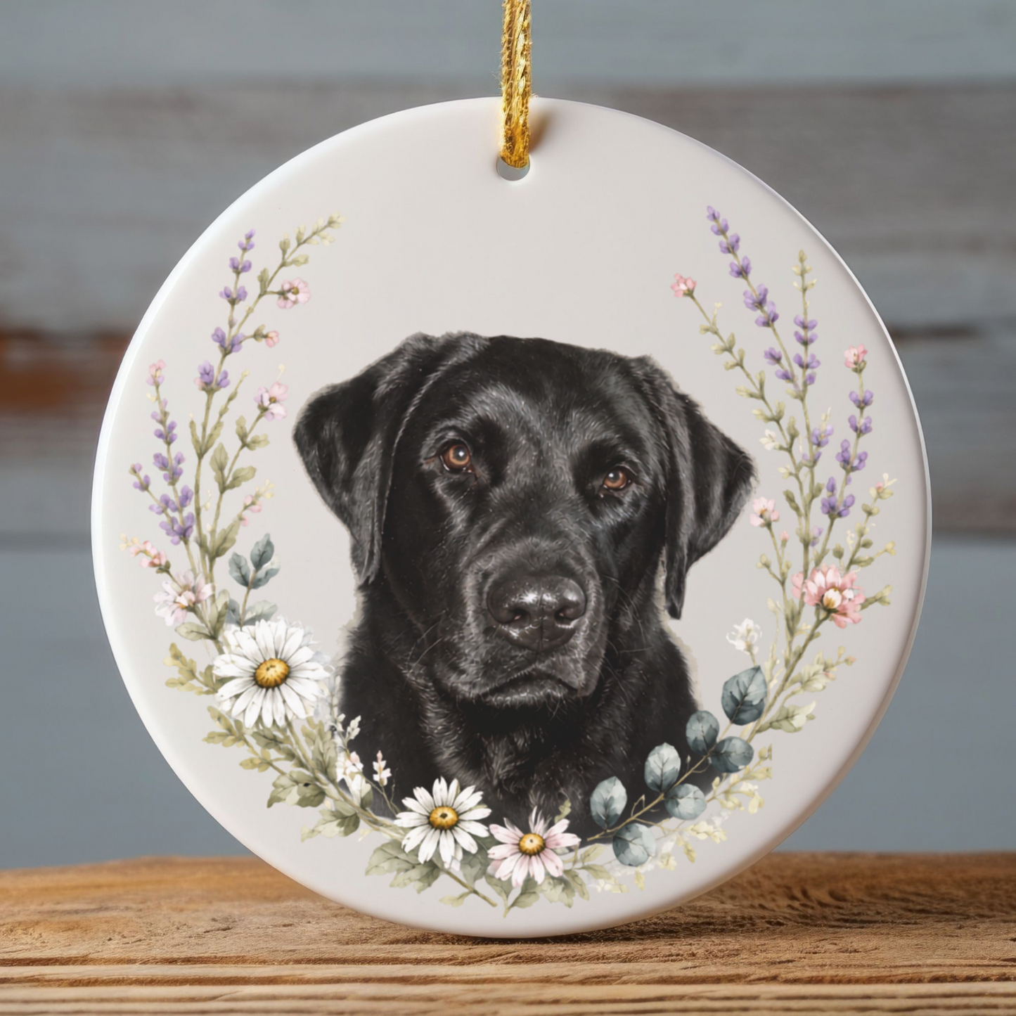 Personalized Pet Memorial Ornament, Custom Wildflower Dog Photo Hardest Goodbye Keepsake