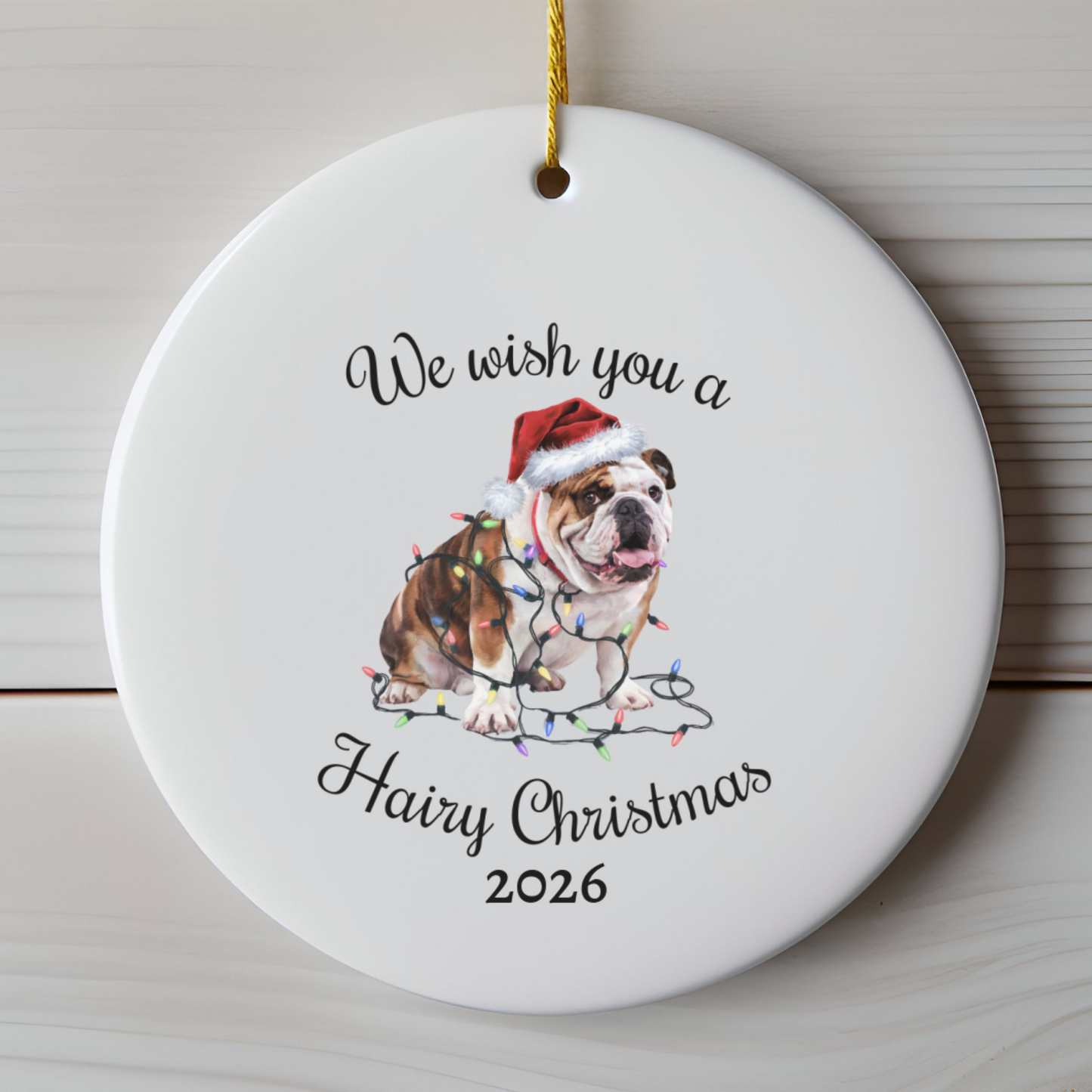 Christmas Bulldog Ornament, Bulldog Mom, Christmas Lights Dog Keepsake, Christmas Dog, Gift For Dog Lover, Bulldog