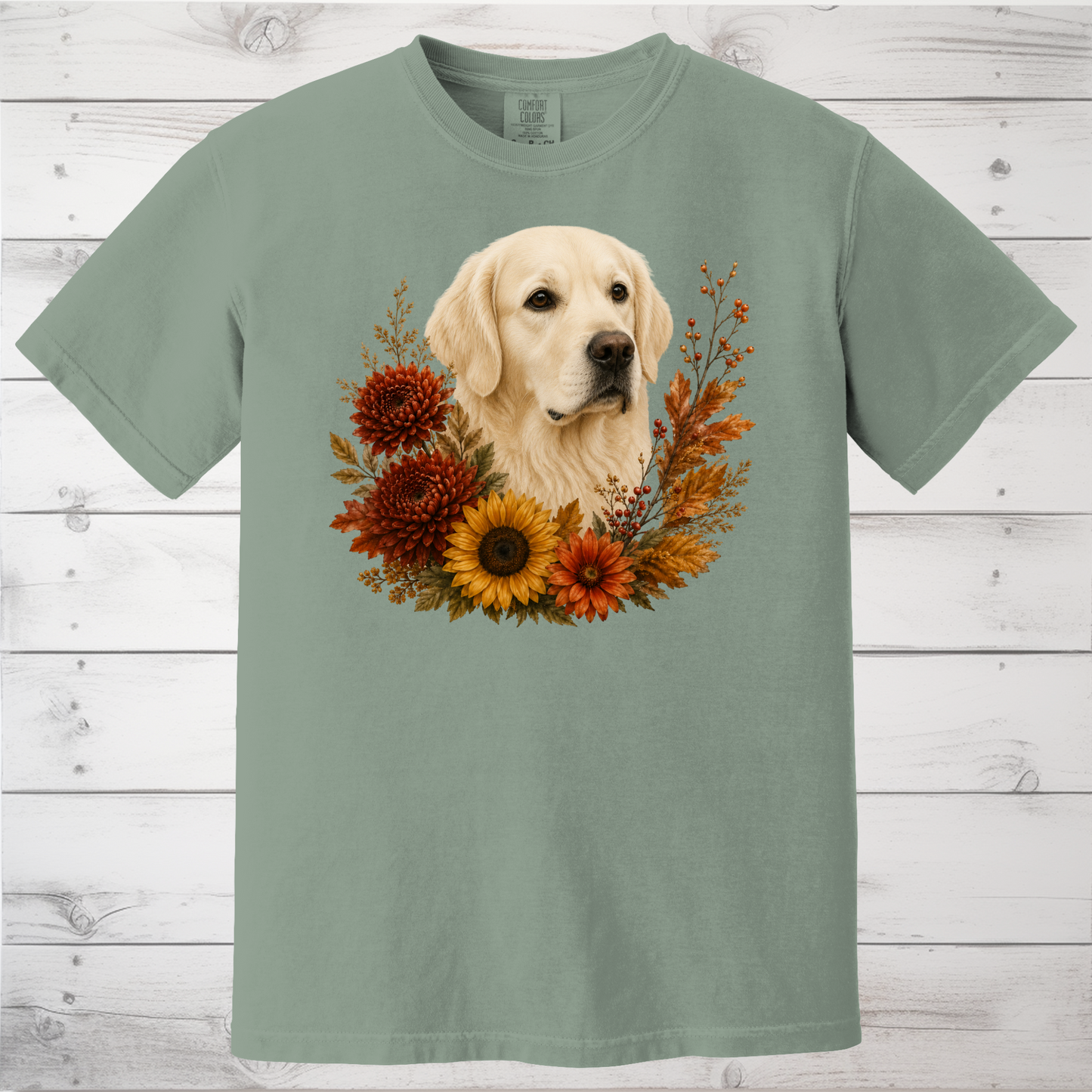 English Cream Golden Retriever Autumn Floral Shirt