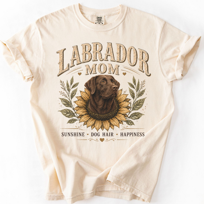 Chocolate Lab Mom Shirt, Labrador Retriever Sunflower Tee, Vintage Dog Lover Gift