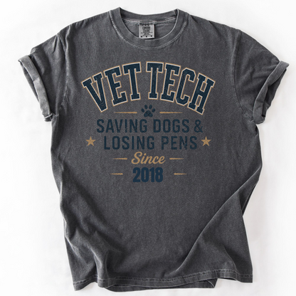 Funny Vet Tech Shirt Veterinary Technician Gift Vet Tech Tee Saving Dogs Losing Pens