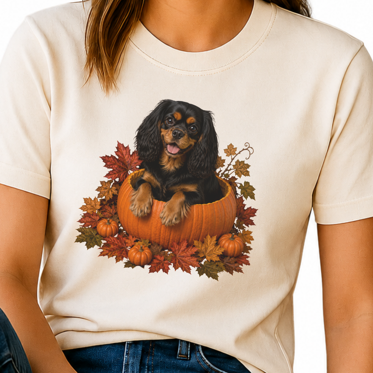 Black and Tan Cavalier Pumpkin Shirt