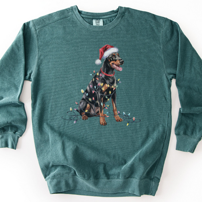 Doberman Christmas Lights Sweatshirt