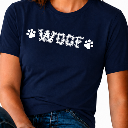 WOOF Paw Print T-Shirt, Minimalist Dog Lover Tee