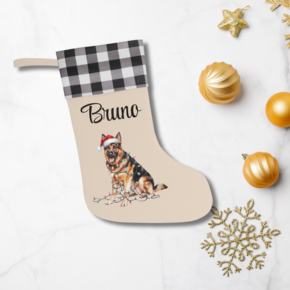 Personalized German Shepherd Christmas Stocking, Holiday Decor Gift for Pet Lovers