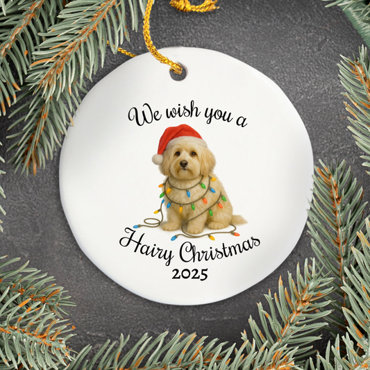 Christmas Havanese Ornament, Christmas Lights Dog Keepsake