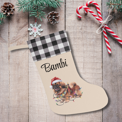 Personalized Pekingese Christmas Stocking, Holiday Decor Gift for Pet Lovers