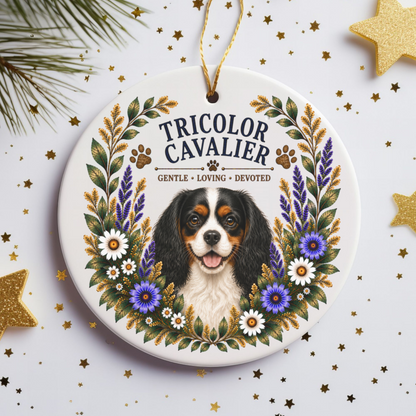 Tricolor Cavalier Ornament, Cavalier King Charles Spaniel Gift, Tricolor Cavalier Dog Mom Keepsake