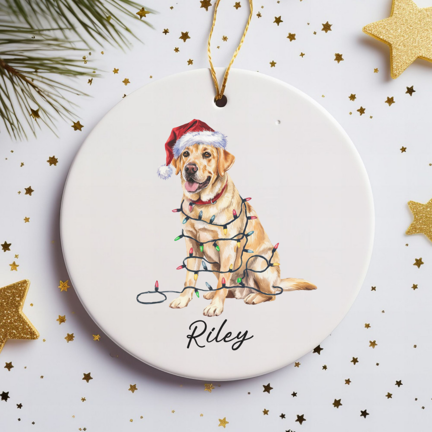 Yellow Labrador Retriever Ornament, Personalized Dog Christmas Keepsake